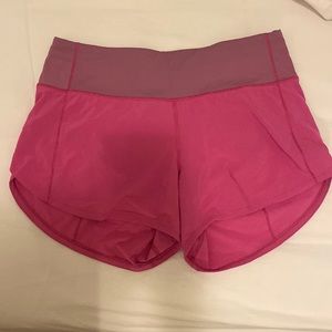 Lululemon Speed Up high rise lined running shorts- size 6 in bright pink